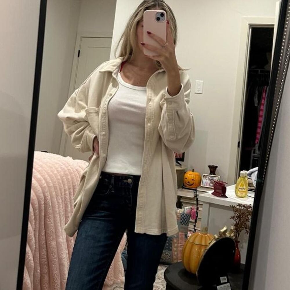 Aerie Women's Cream and White Shirt
